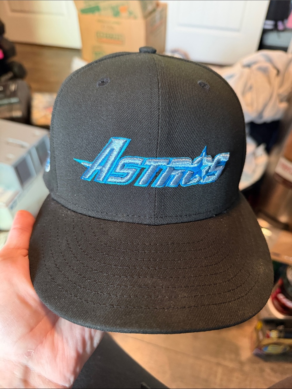 Houston Astros Black Fitted Cap with Blue Embroidered Logo